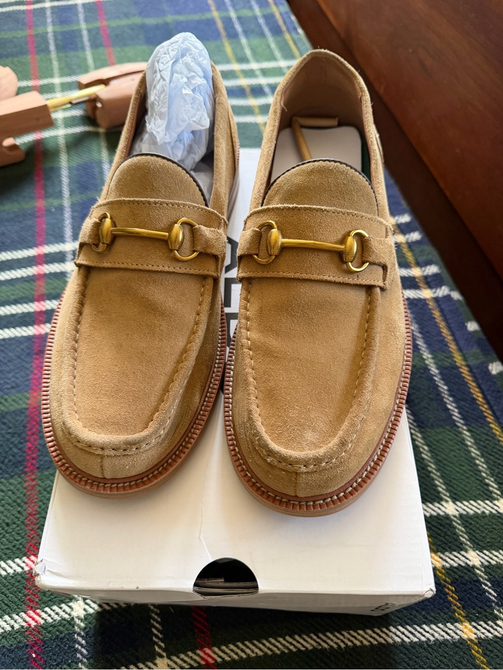 Also Men's Suede Bit Loafers in Tan - Classic Slip-On Dress Casual